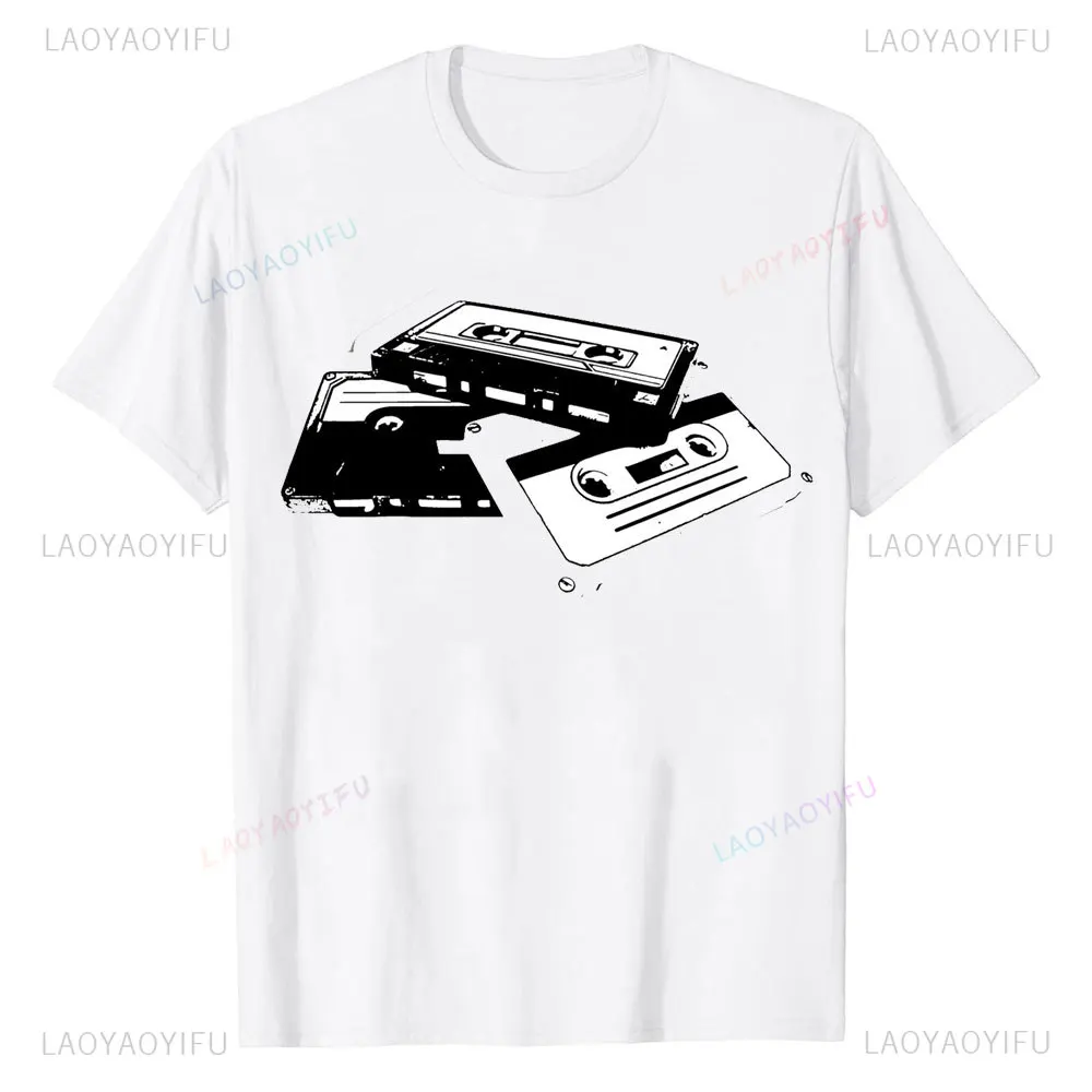 Classic Old Skool Cassette Tape Loose Tops Mens Fashion Summer Short Sleeve O-neck Casual Unique New Style Ventilate T Shirt