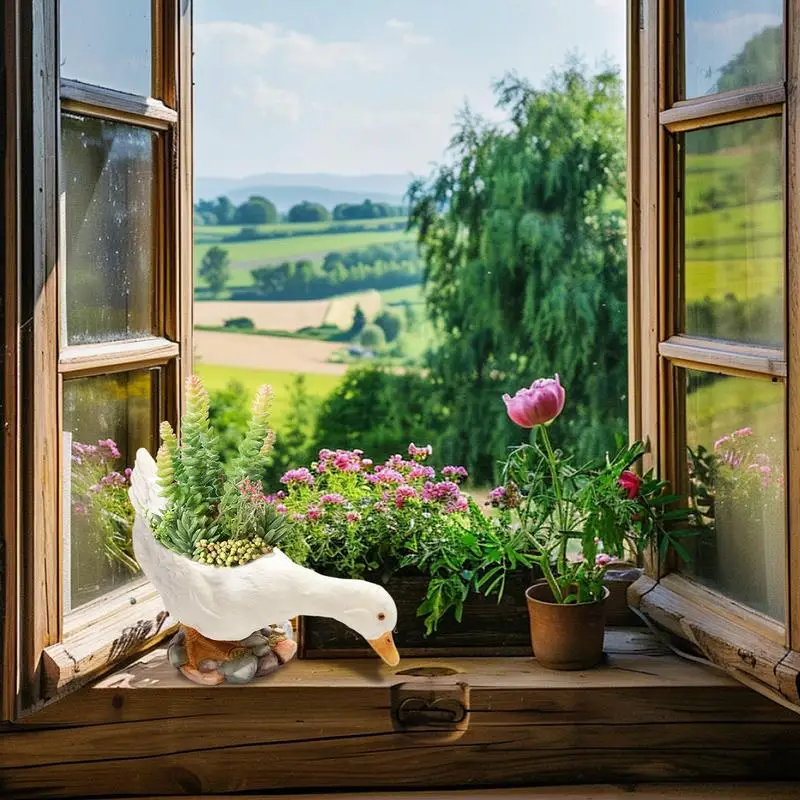 Grappige bloempotten Leuke plantenpot Sleutelopbergvak Decoratieve eendenvazen voor Cactus Boerderij Huis Tuin Binnen Buiten