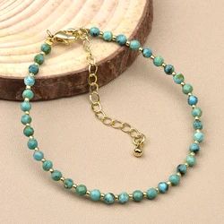 1pc 3mm Natural Turquoise and Seed Beads Bracelet with Brass Clasp for Daily Wear Birthday Stone Mother's Day Gift