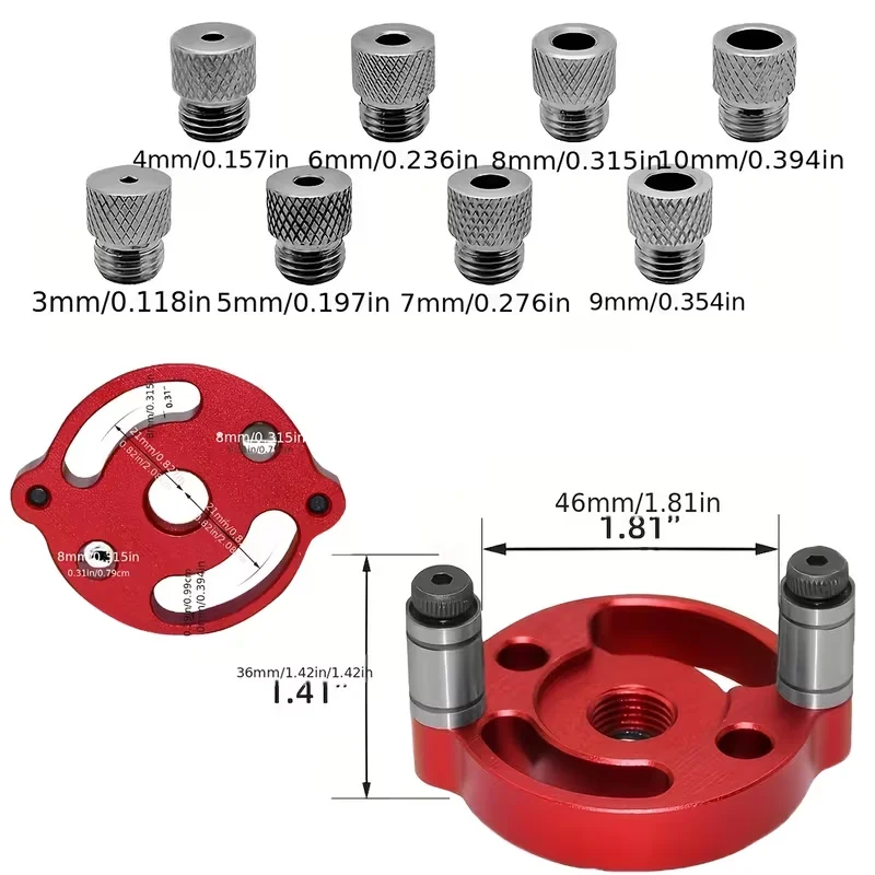 Aluminum alloy center woodworking fixture, woodworking drilling dedicated positioner, 2-10mm punching positioner