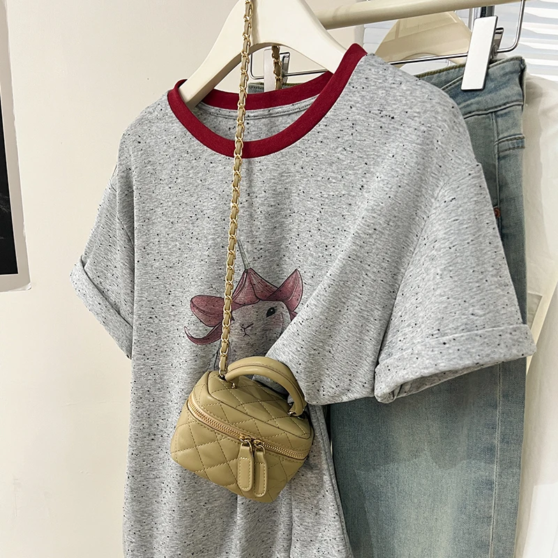 

Summer New Retro Cartoon Printed Short Sleeve T-shirt Women Casual Versatile O-neck T-shirts Fashion Loose Tops
