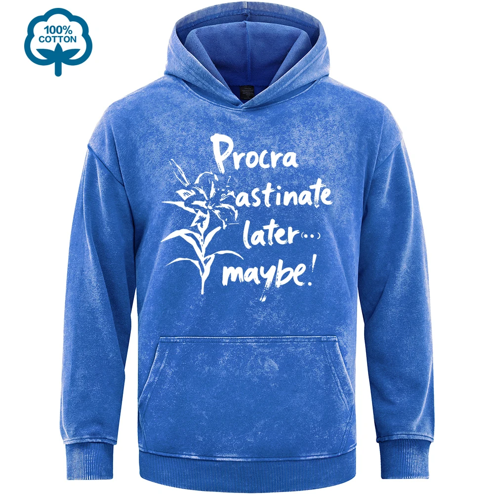 Procra Astinate Later Maybe Pattern Men Washed Hoodies Hip Hop Pocket Hoody Street Autumn Sportswears Cotton Man Clothes