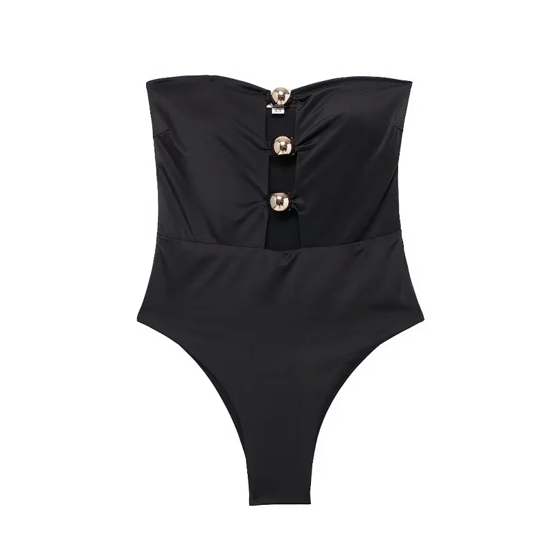 HXAO Bikini Strój Kąpielowy Damski Bez Ramiączek Gorsetowy Top Kostium Kąpielowy Lato 2024 Moda Damska Sexy Plażowy Biały Czarny Body Bikini — zdjęcie 6