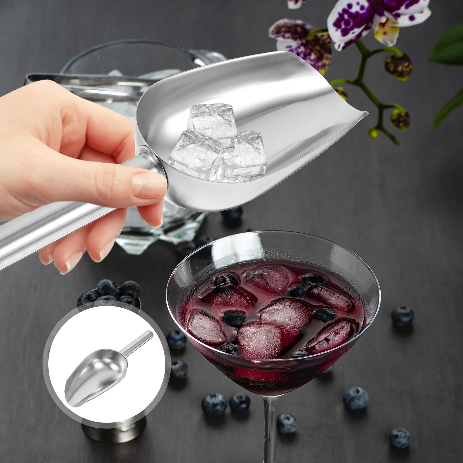 

3pcs Stainless Food Metal Shovel Ice Shovel Flat Scoop Maker Freezer Scoopers Cube Grain Rice Food Metal Practical H