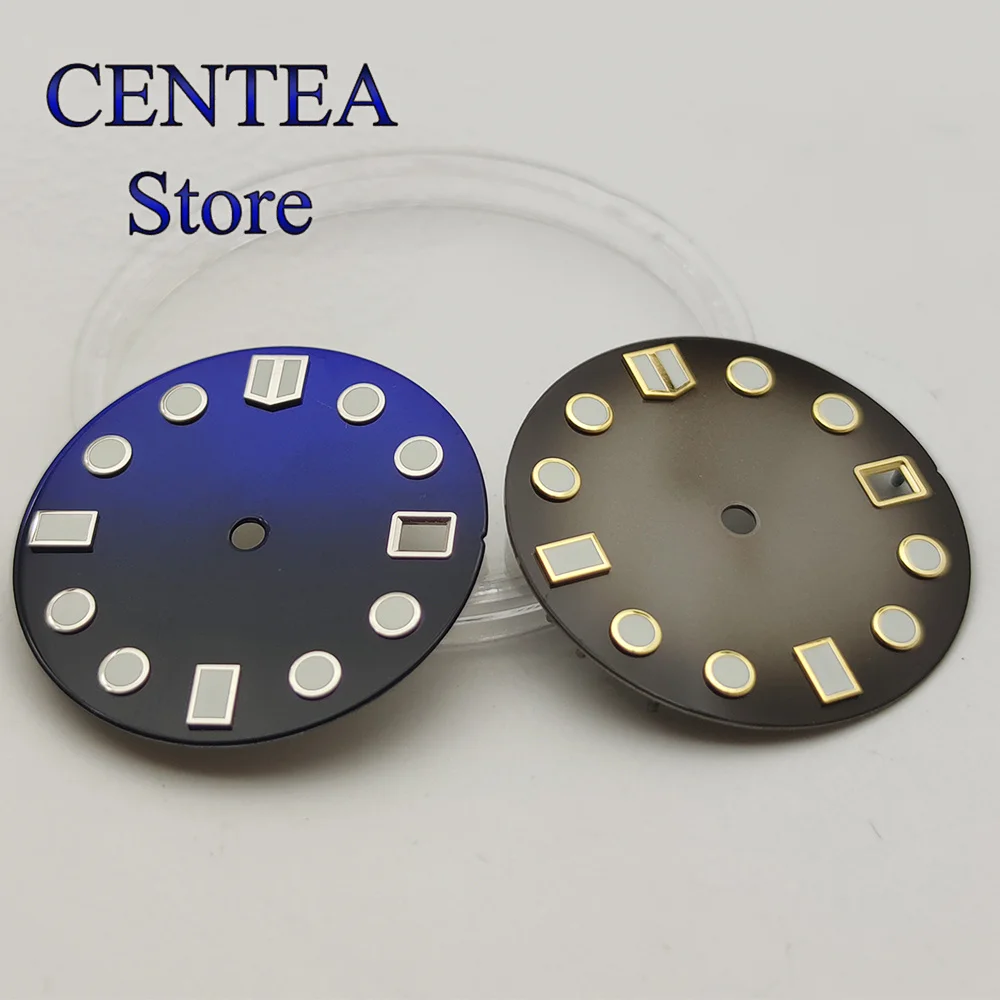 RICHUS 28,5 mm mostrador Azul Luminoso Preto Azul Verde mostrador do relógio Fit NH35 NH35A Movemt horas coroa 3.8 horas coroa