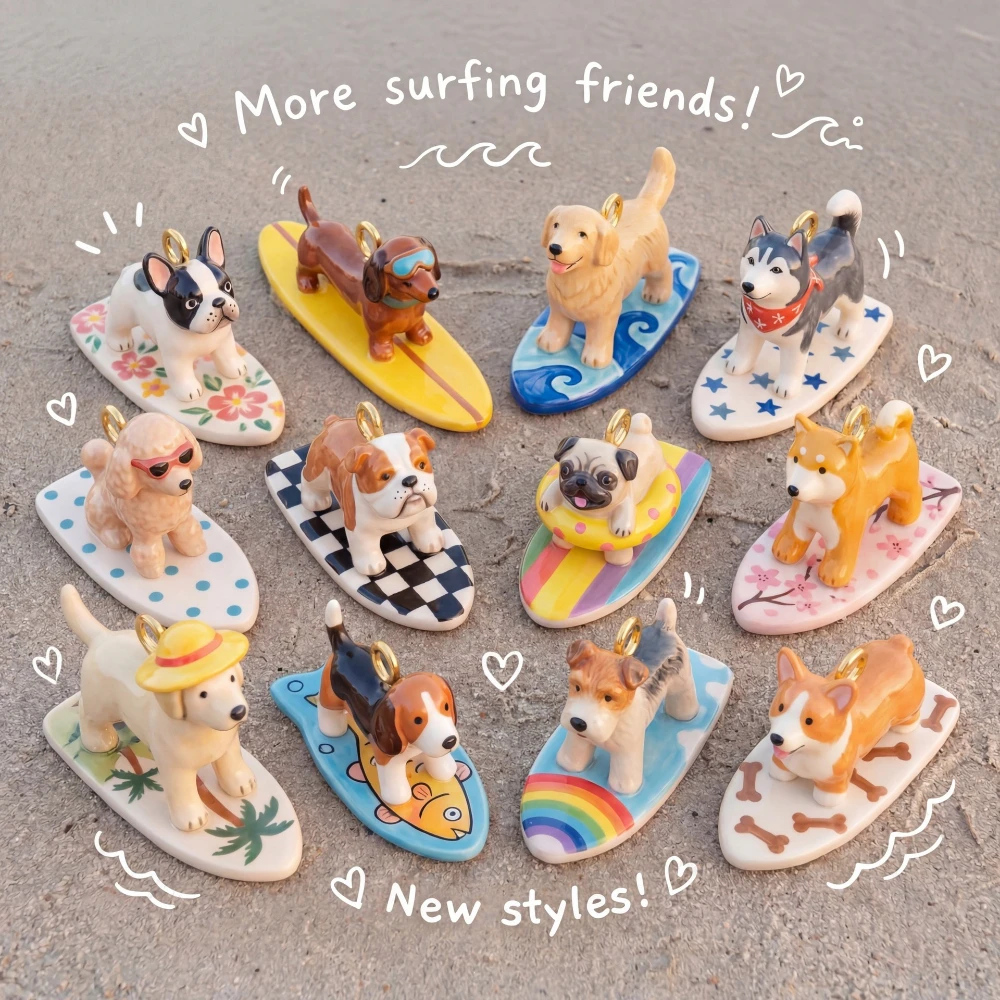 Vielseitige Modische Neue Strand-Surf-Hund Shiba Inu DIY Anhänger Charms für Schmuck – Detail 1