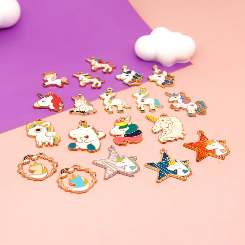 

Enamel Cute Rainbow Unicorn Stainless Steel Exquisite Charms DIY Jewelry Making Handmade Bracelet Necklace Accessories