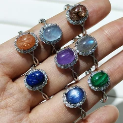 100% natural stone lapis lazuli ring, suitable for women's adjustable copper-plated silver flower ring, for parties and gifts