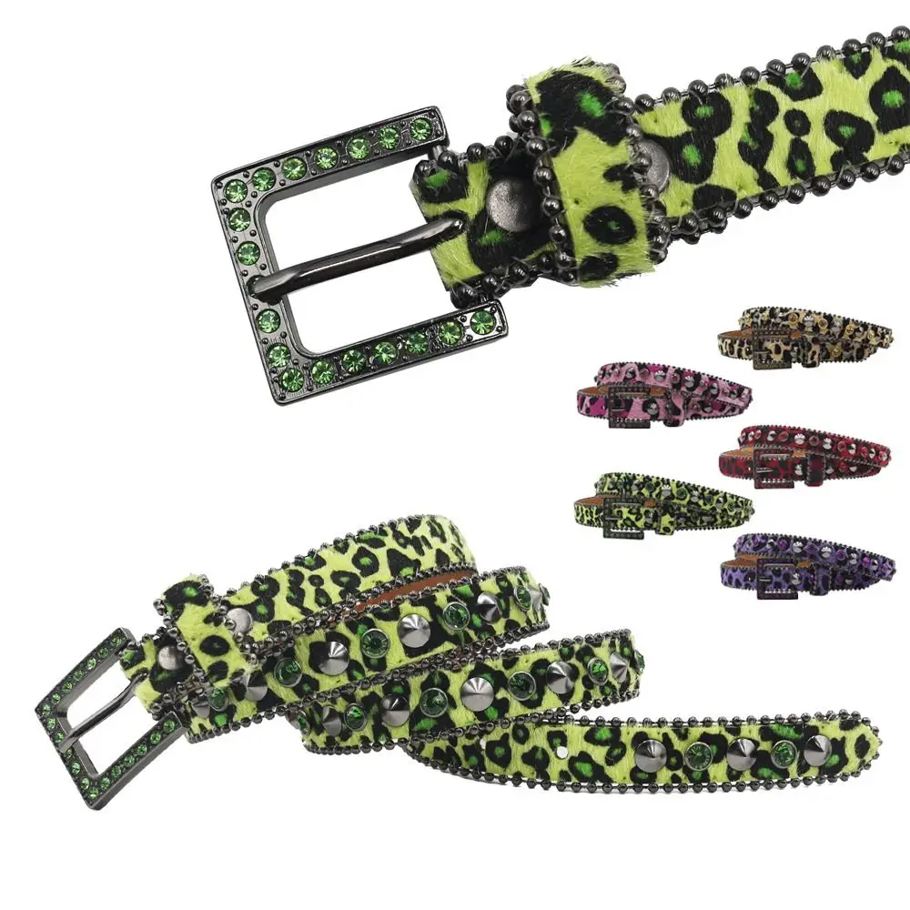 

Готический пояс с квадратной пряжкой, леопардовый, шириной 2,3 см, в стиле панк, с блестящими стразами, из искусственной кожи, для женщин и девушек