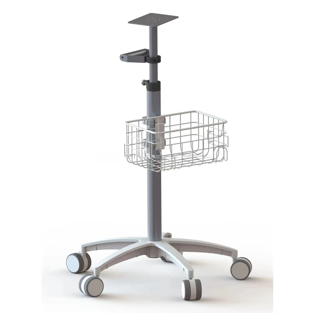 Custom Cabinet Equipped Patient Display Stand, Mobile Medical Flatbed Trolley for Hospital Ward