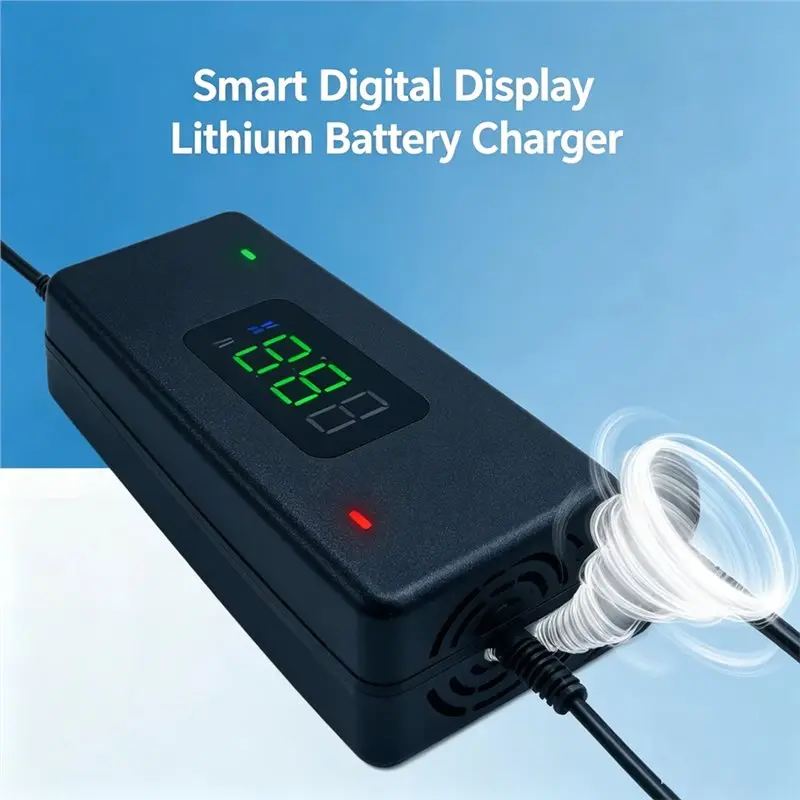 【Shop Now】54.6V 2A DC Power Adapter LED Lithium Battery Charger Replace Power Charger With Cooling Fan For Scooters E-Bicycle
