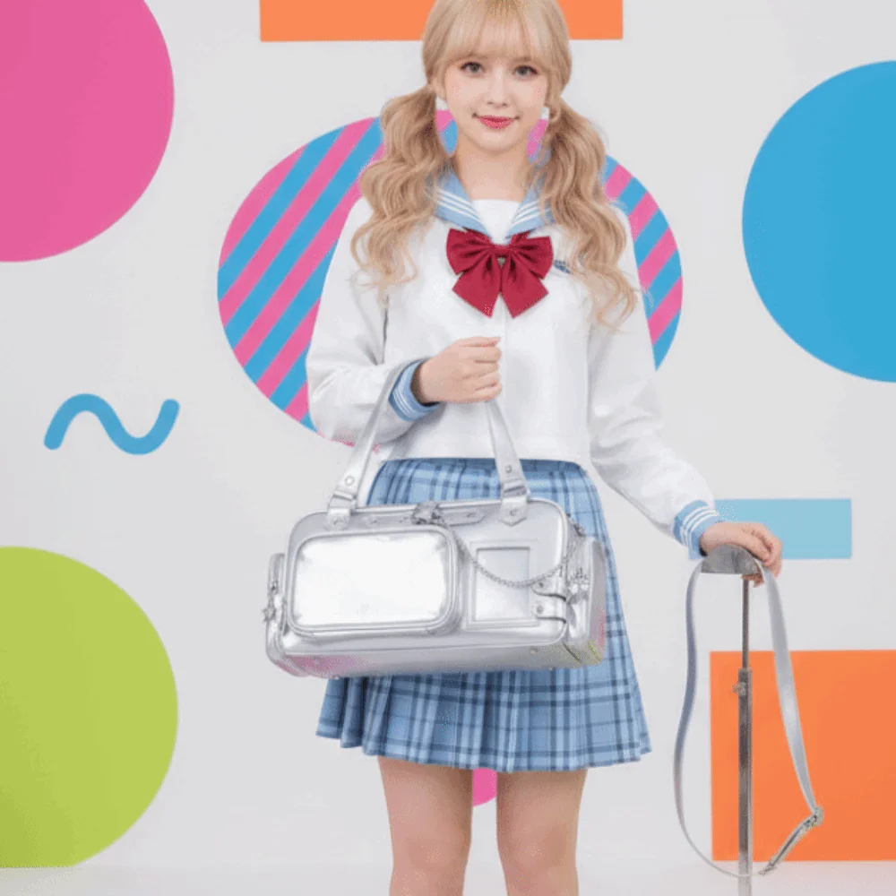 Multi Pocket Clear Ita Bag with Removable Insert Metal Chain School Uniform Tote Detachable Strap Water Resistant