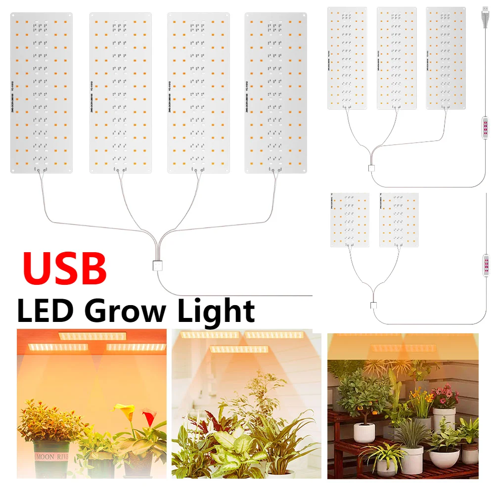 Ultra-Thin Panel Grow Lights USB Under Cabinet Grow Lamp with Timer Plant Grow LED Light Dimmable for Indoor Plants Grow LED