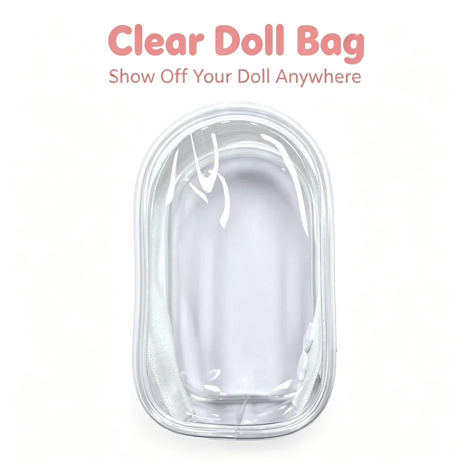 For Mini Labubu Transparent Colorful Doll Display Bag Heart Buckle Outdoor Keychain Clear Protector Case 9 Colors Cute Accessori