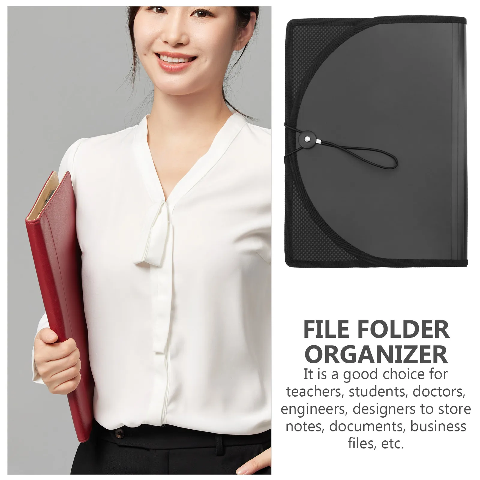 

Portable File Folder Organizer Expandable Document Holder with Button Closure Stylish Design for Teachers Students Engineers