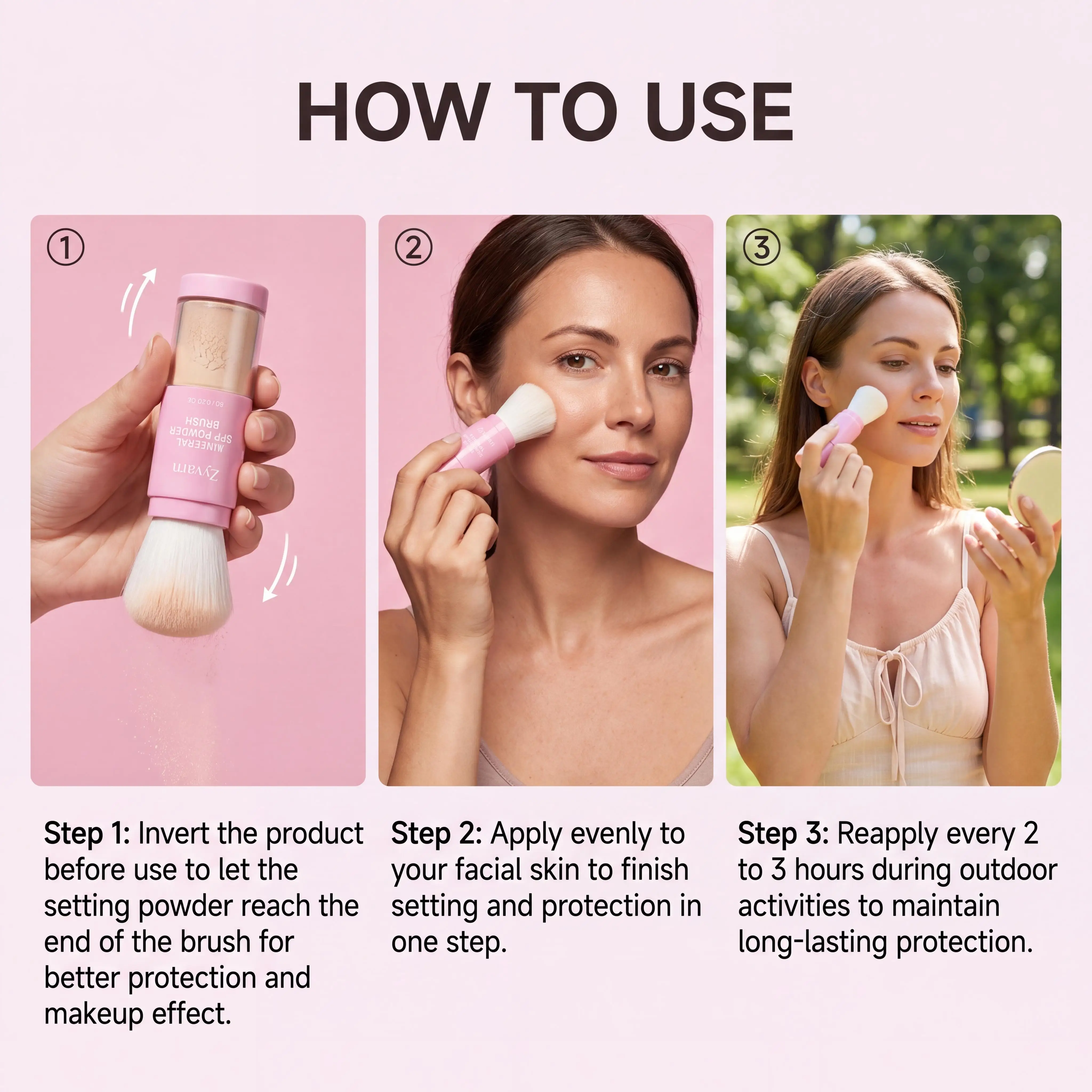 SPF 50 Mineral Sunscreen Loose Powder Broad Spectrum UVA/UVB Protection Sun Block Sweatproof On-The-Go Use Sunscreen With Brush view 6