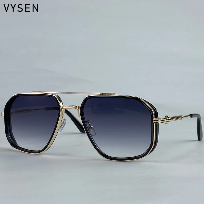 Übergroße quadratische Steampunk-Sonnenbrille für Herren, 2026, Luxusmarke, Vintage-Doppelstrahl-Metall-Sonnenbrille, trendige Outdoor-Fahrbrille – Detail 2