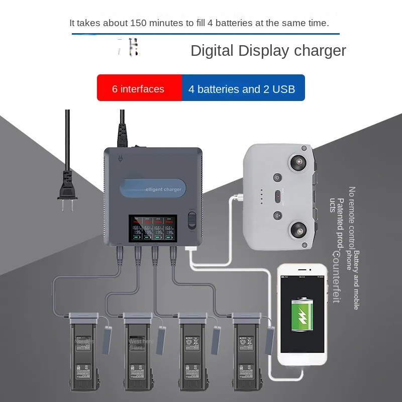 

3 Цифровое зарядное устройство 4-Way Battery Manager многозарядный адаптер питания