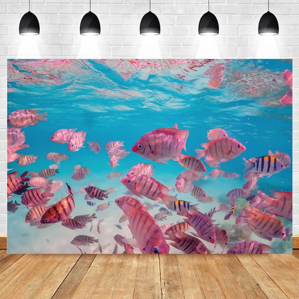 Baby 1st Birthday Bluey Photography Backdrop Undersea World Shark Newborn Baby Shower Photographic Background Photo Booth Studio