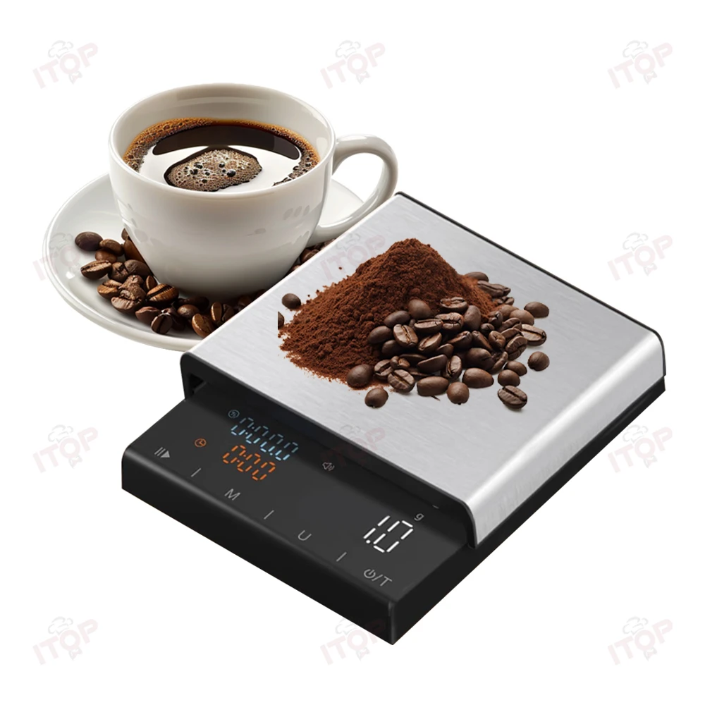 STLF JW 3 كجم/0.1 جرام مقياس المطبخ الإلكتروني بالتنقيط الرقمي عالي الدقة مقياس وزن القهوة الذكي القابل لإعادة الشحن مع مؤقت