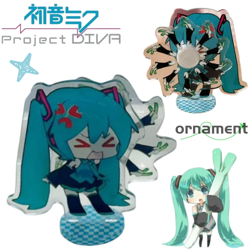 Neuer Hatsune Miku Anime Zweidimensionaler Cartoon-Acryl-Standee Kreatives Persönliches Drehbares Ornament Desktop-Dekoration Spielzeug