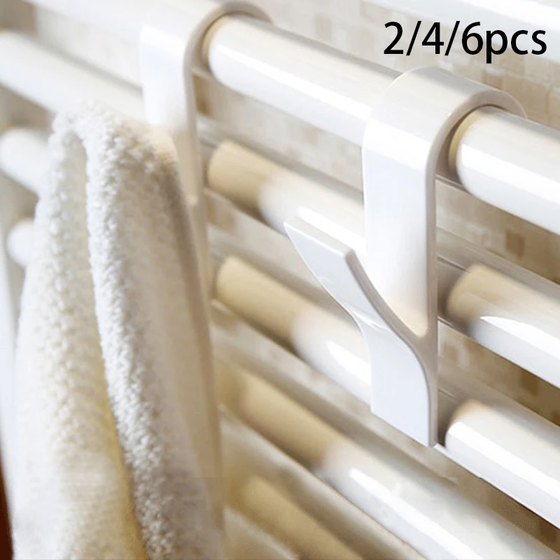 

2-6pcs Hangers for Heated Towel Multi-Purpose Radiator Hooks Coat Clothes Hanger Scarf Rack Bath Hook