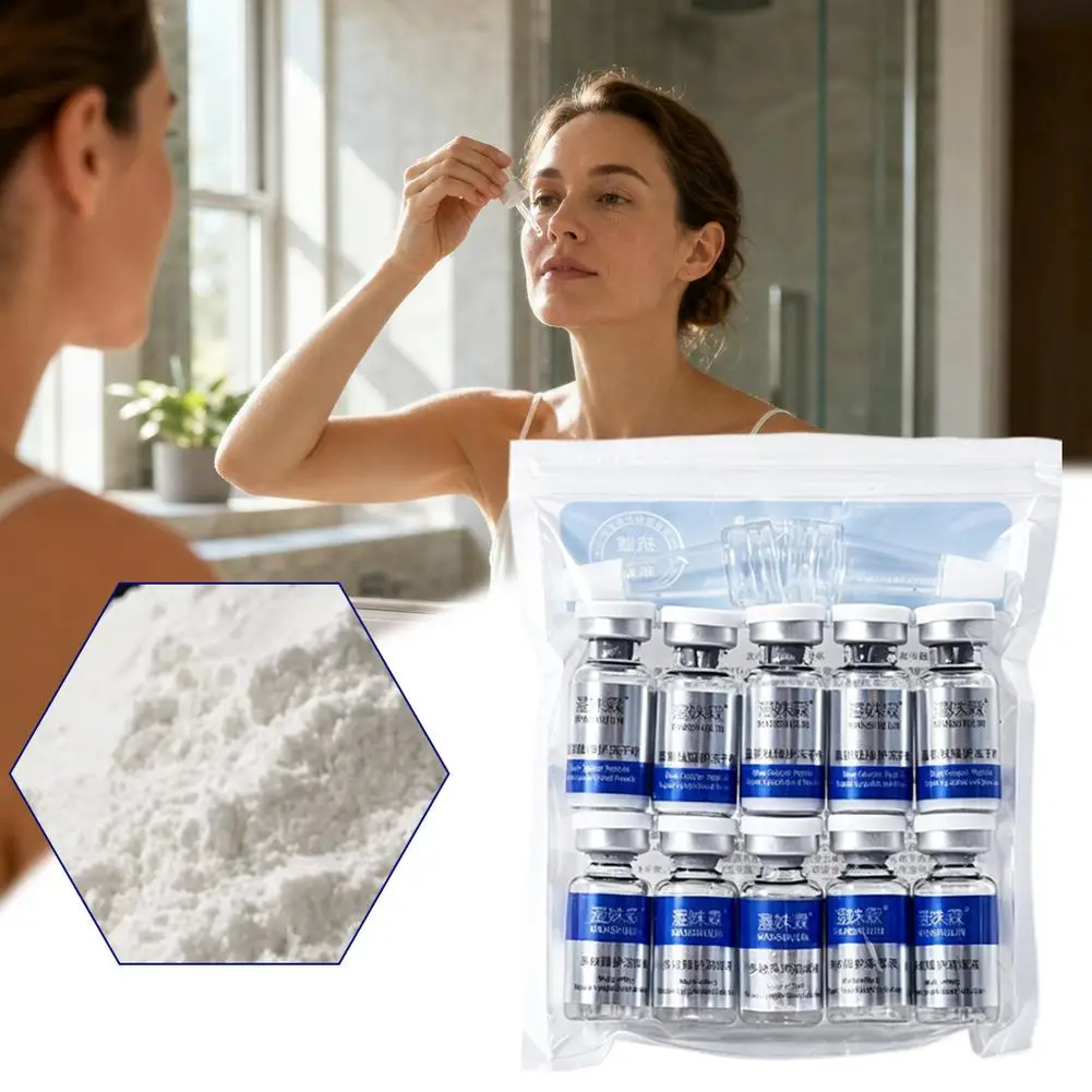 1/5Pairs Blue Copper Peptide GHK-CU Freeze-Dried Powder Ampoule Serum Skin Booster Moisturizing Rejuvenating Facial Skin Care