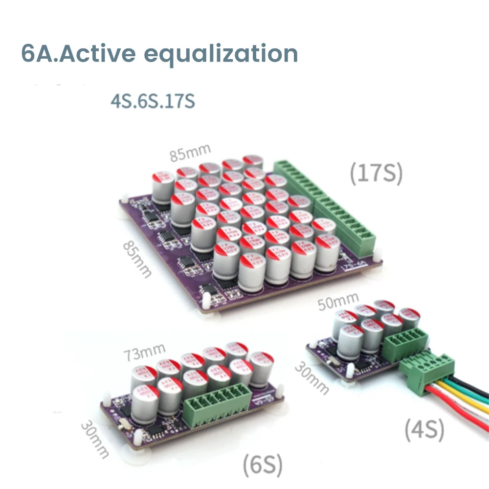 4S 6S 17S 6A batería de litio de alta corriente, junta de ecualización activa Lifepo4, batería de transferencia de energía, condensador de