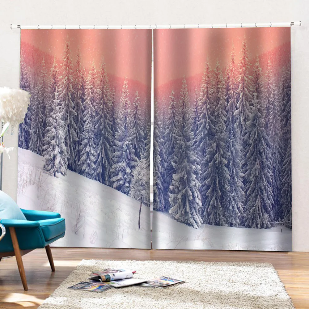 Nature scenery forest curtains Thick shading soundproof windproof curtain 3D Blackout Window Curtains For Living Room