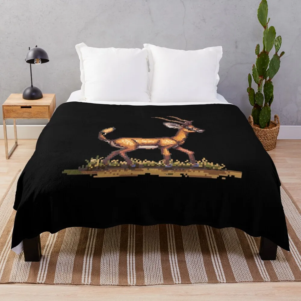 Pixelated Antelope Artistry Throw Blanket Sleeping Bag Vintage Blankets