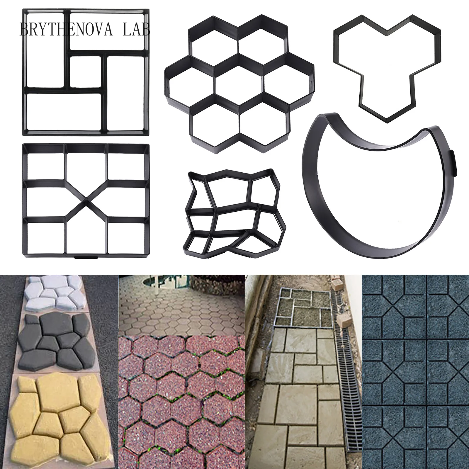 Paving Cement Brick Concrete Plastic Reusable Mold Manually Pavement Walk Decorative Stone Road Garden Path Building Tool