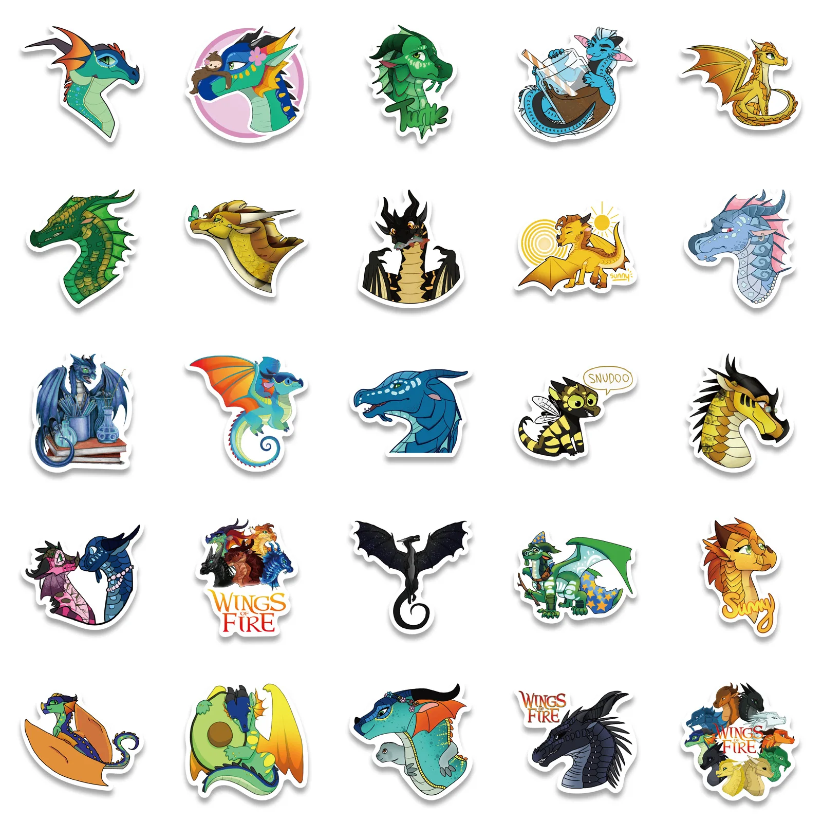 50Pcs Wings of Fire Stickers for Teen Laptop,Cool Cartoon Aesthetic Vinyl Stickers Dragons Waterproof Decals for Water Bottle