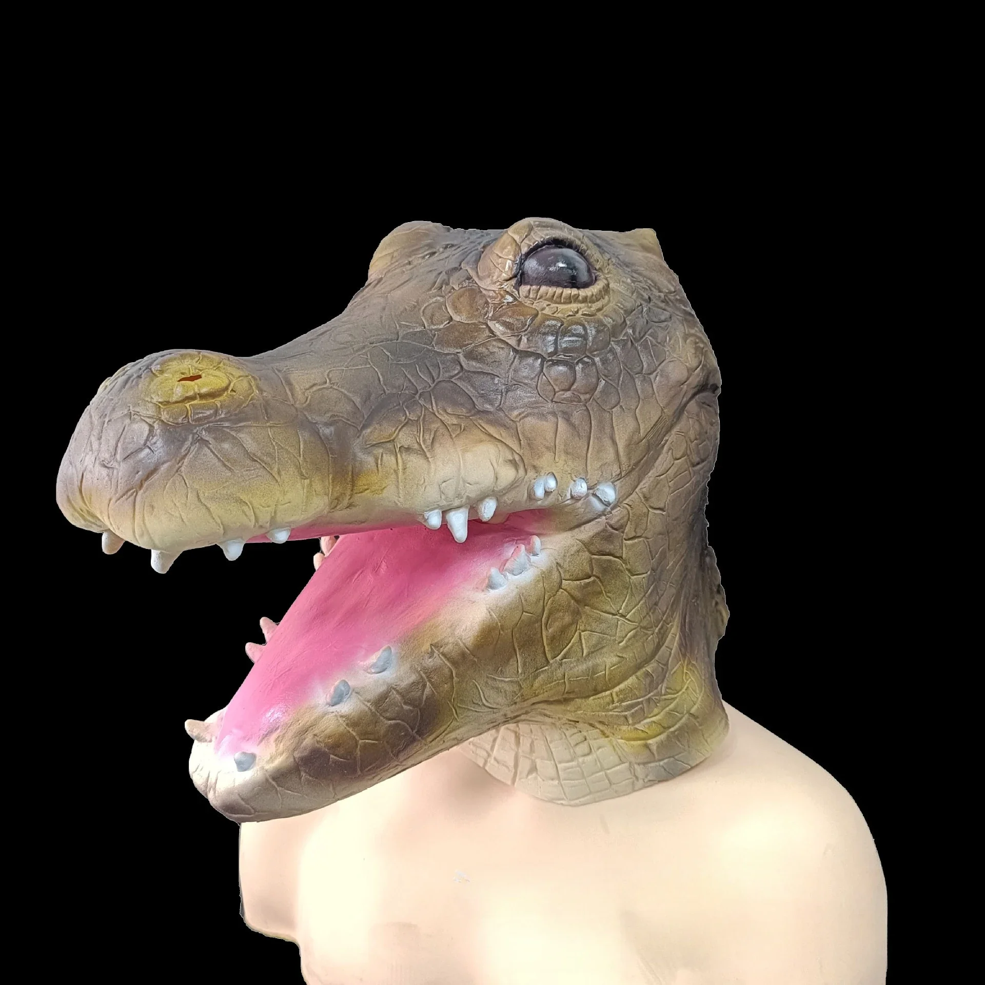 ยุคก่อนประวัติศาสตร์ Behemoth จระเข้ Headcover ผู้ชาย Dance Cos Bar Party Props หน้ากากจระเข้จระเข้ฮาโลวีนสยองขวัญสัตว์หน้ากาก