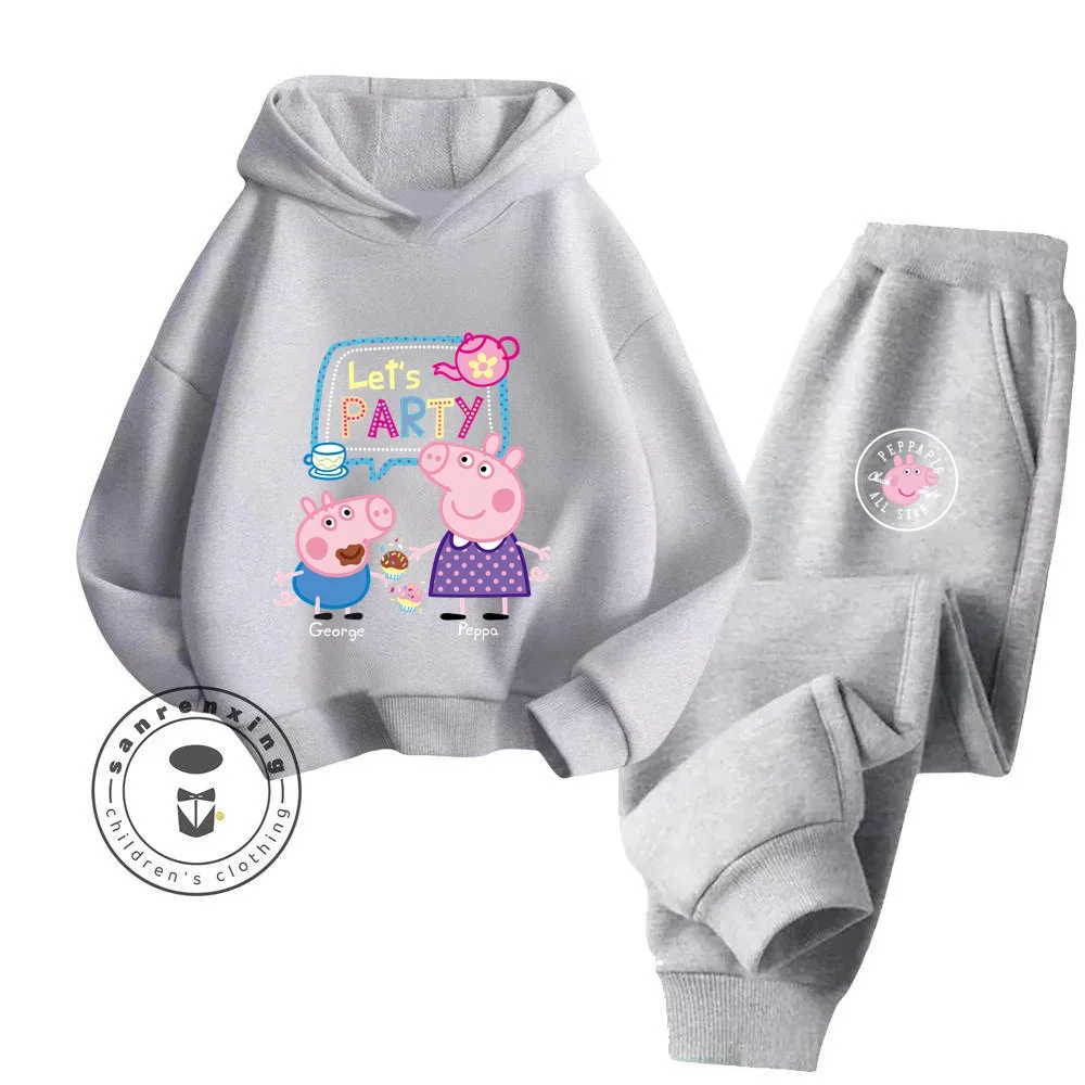 Chic Peppa Long Sleeve Clothing That Mix Elegance and the Playful World of Peppa Pig Children\'s High Cost Performance Hoodie Set