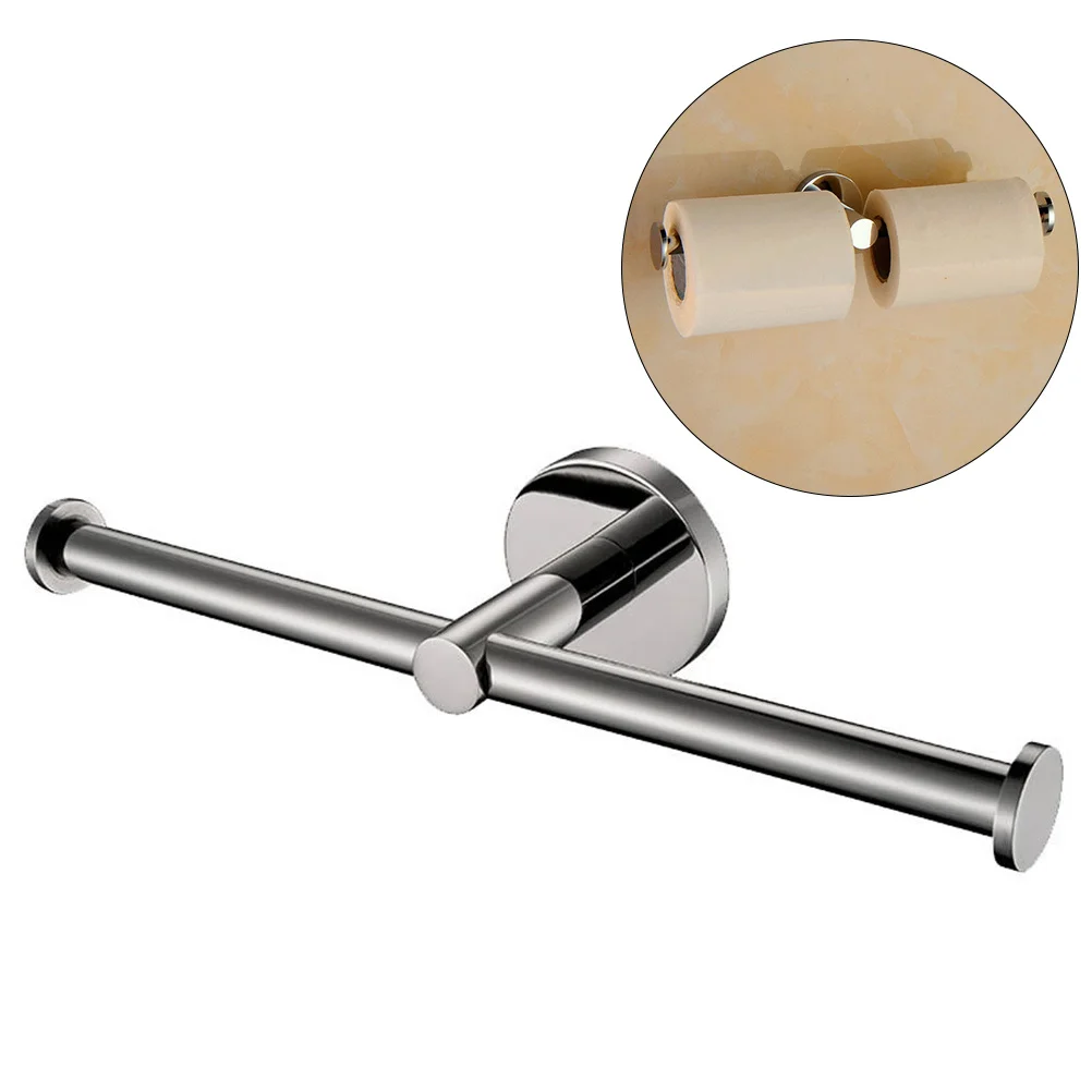 

Tissue Paper Holder with Shelf Wall Mount Double Toilet Roll Hanger for Home Bathroom Office Use
