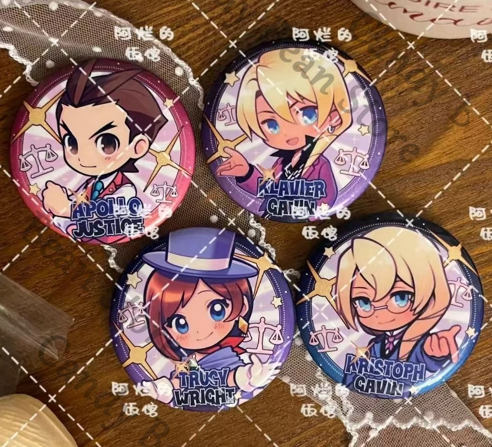 Badge en fer blanc pour cosplay d'Anime Ace Attorney Apollo Justice Klavier Gavin Minuki Naruhodou ‌ Broche emblème de dessin animé, cadeau
