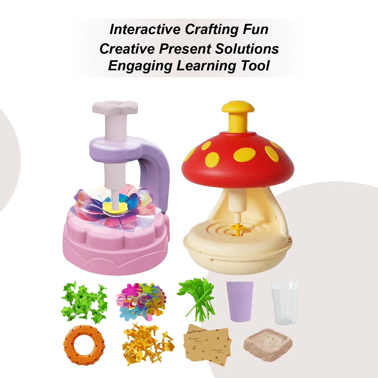 

Flower Craft Set for Kids 4-8 Pre Cut Fabric Arts and Crafts for Beginners Bouquet Making Sensory Activity for Fine Motor Skills
