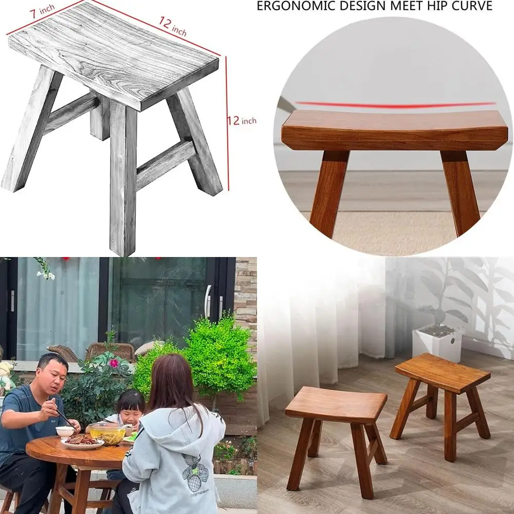 

12 Curved Wooden Step Stool for Kids & Adults, Multipurpose Seat, Chair, or Dance Support