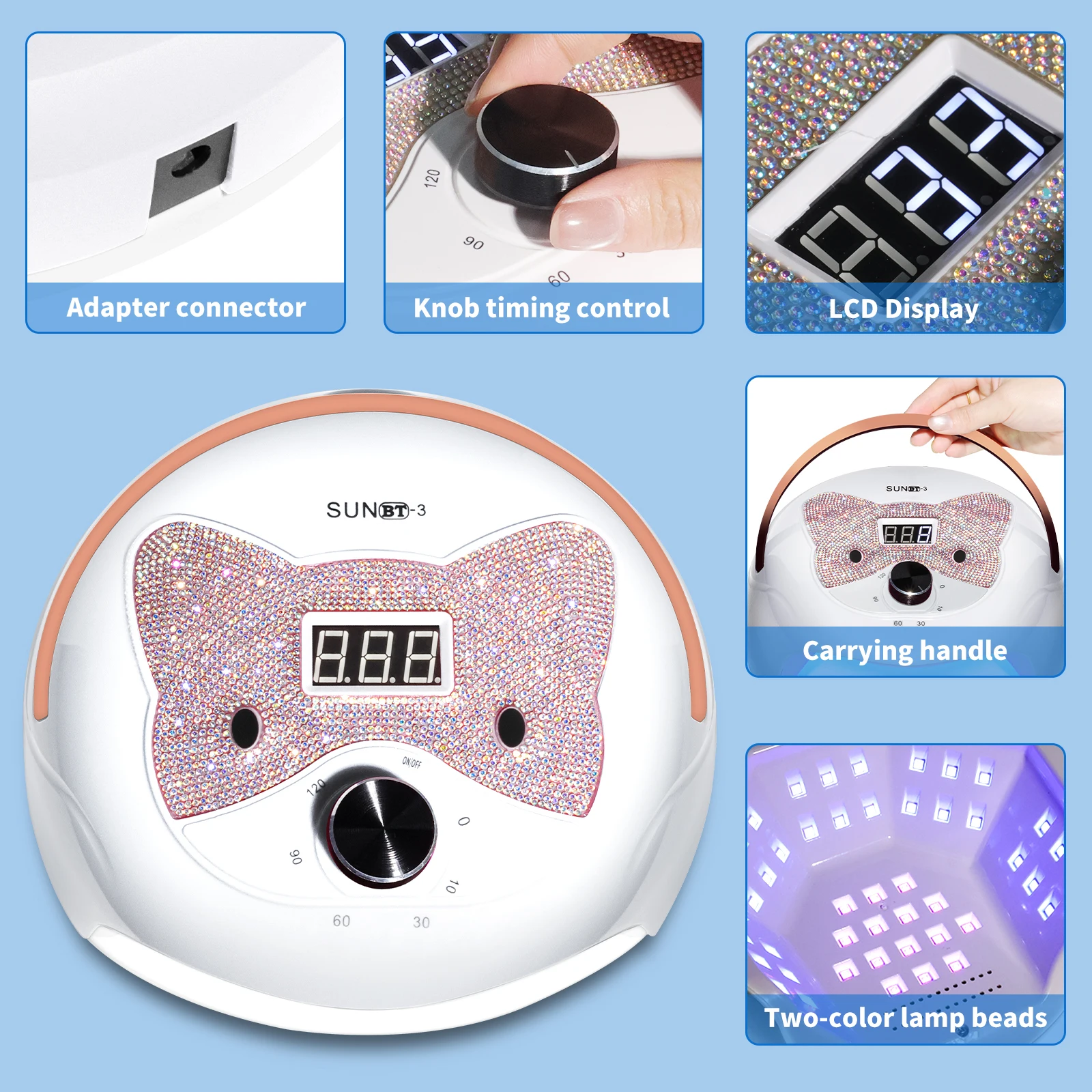 Nieuwe 45 LED-nagellamp Professionele gelnagel UV-lichtdroger met knop 4-timer LCD-scherm Snel uithardende gelnagellamp Salon Tool