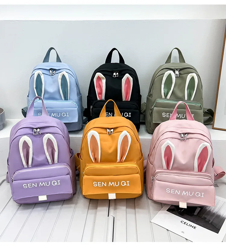 Bonito coelho orelhas mochila, nome personalizado, grande capacidade mochila, personalizado jardim de infância mochila, estudante