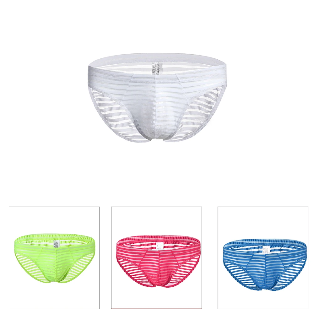 Men\'s Triangular Panties Classic Stripe Pattern Mesh Elastic Panties Young Men\'s Briefs Transparent Undewear Free Shipping Items