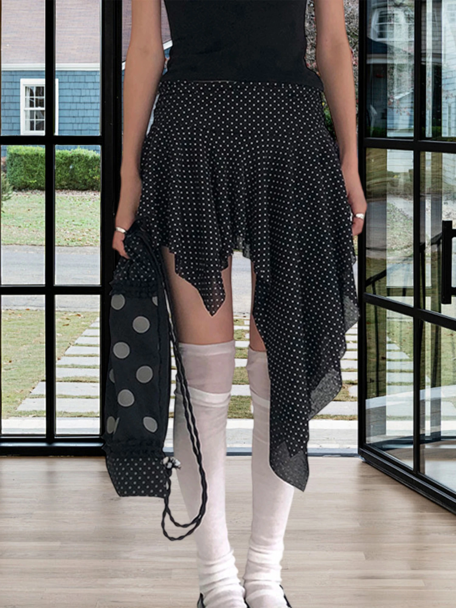 A-Linien-Rock mit Blumendruck, hoher Taille, Rüschensaum und Taillendetail zum Binden, eleganter Vintage-Midirock für Damen, Sommermode