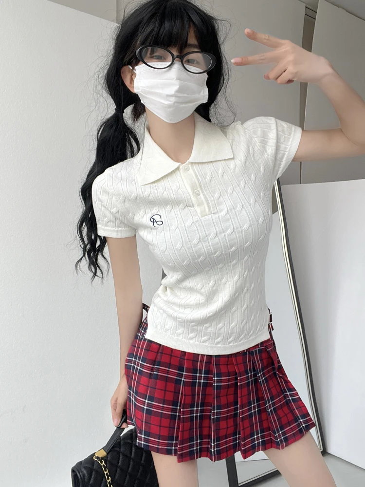 

Женская белая трикотажная футболка Seoul High с вышивкой Or Sve, летний тонкий топ с цветочным узором