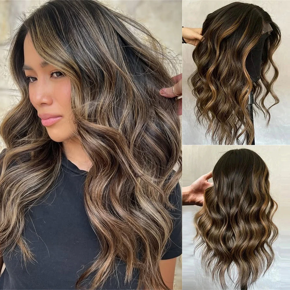 brunette-brown-with-blonde-highlights-lace-front-wig-13x4-synthetic-fiber-loose-body-wave-lace-wigs-for-women-glueless-easy-wear