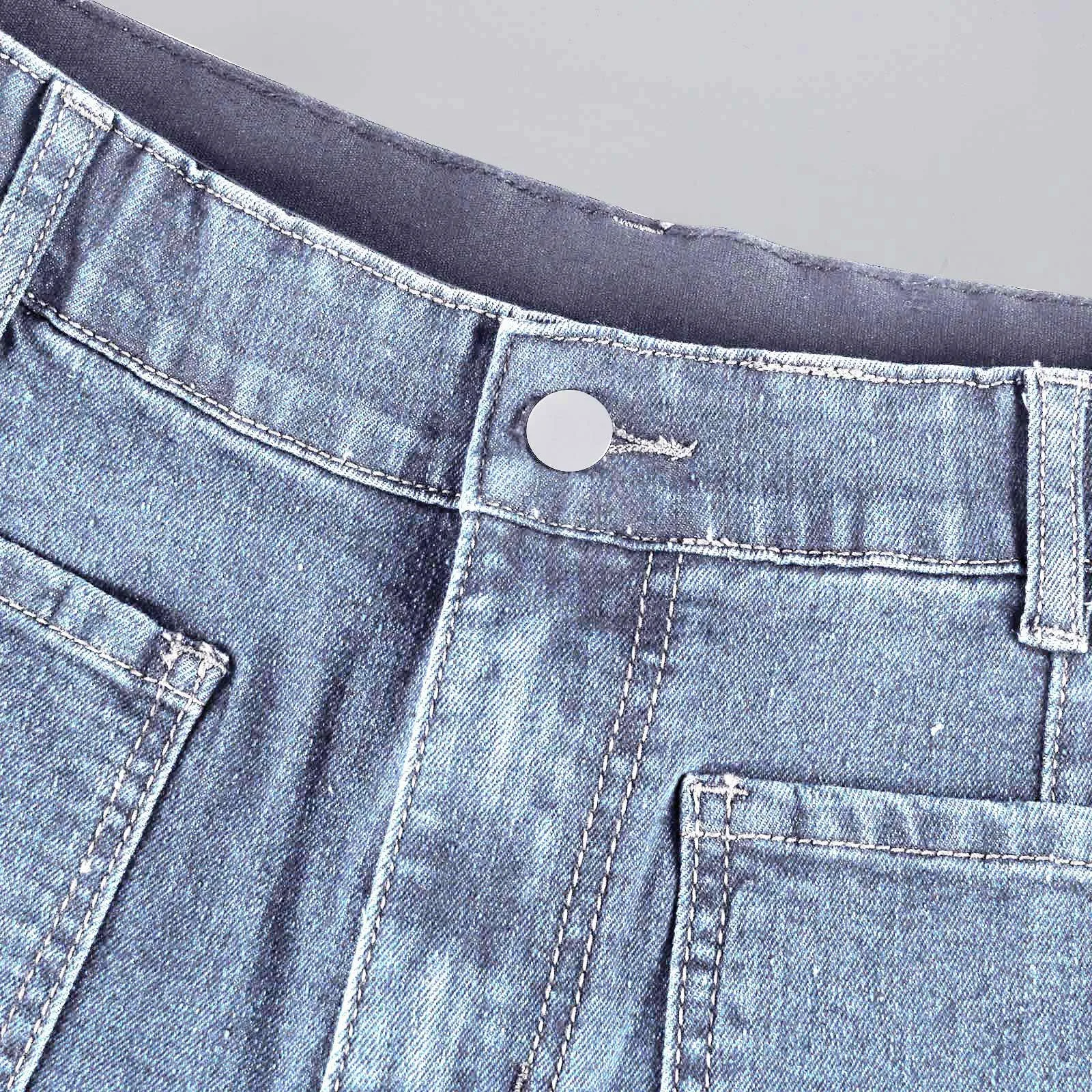 Denim Jeans Women Straight Pants Washing High Waist Loose Pockets Basics Ankle Length Y2k Blue Pants Streetwear Slight Strech
