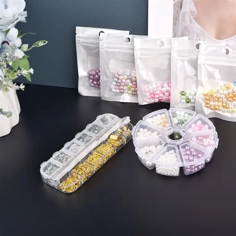 Transparent Plastic Storage Jewelry Box Compartment Adjustable Container Storage Boxes Beads Ring Earring Organizer Case