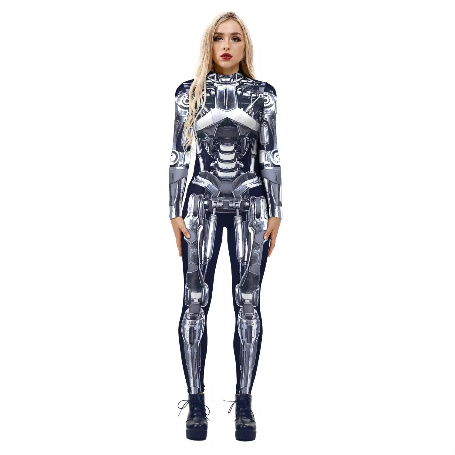 Halloween Cosplay Line Stripe Pattern Tights Shapewear Fitness Clothes Sexy Women Rave Party Black White Bodysuits Jumpsuits