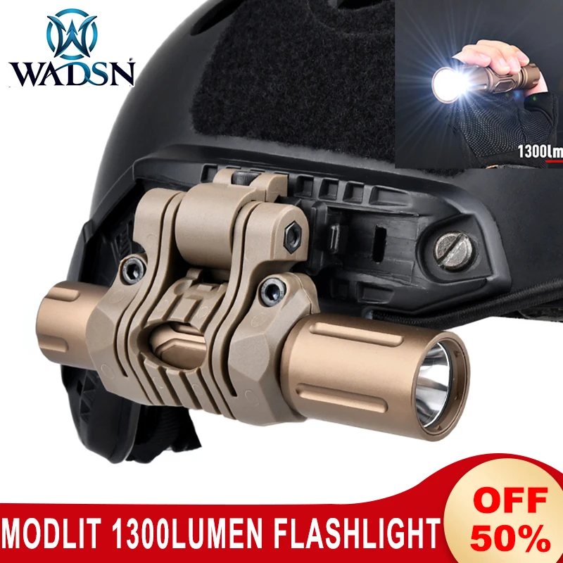 Wadsn Tactical PLH-V2 Flashlight 1300Lumens PLH-V2 Fast Helmet Light Set Airsoft Outdoor Hunting Scout Lights Clip Fit 20MM Rail