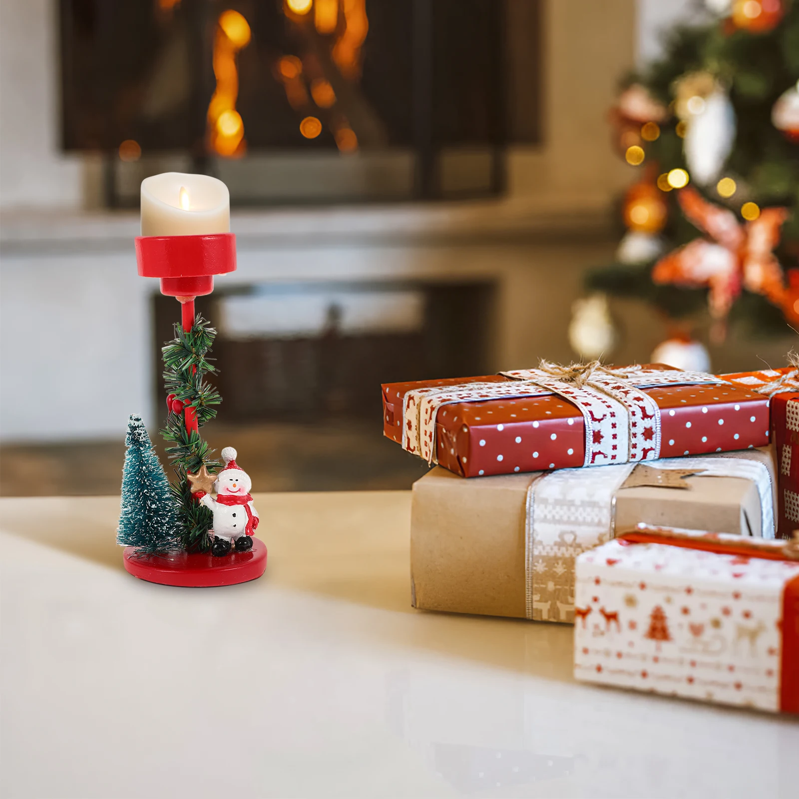 

C Decorations Resin Snowman Holder Tea Light St Votive Christmas Pillar Wax Holiday Table Camping