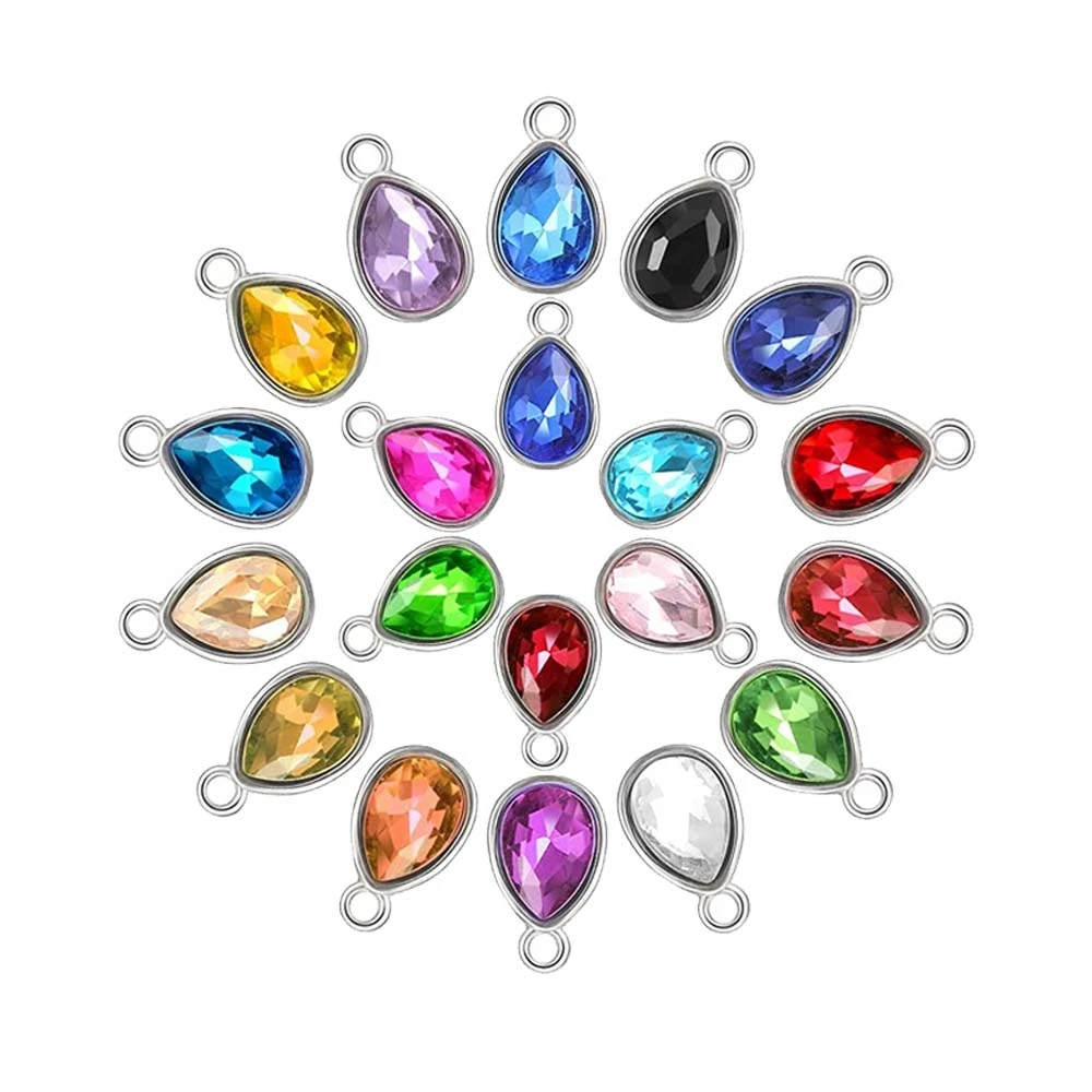 10 pezzi di cristallo Birthstone Lacrime Goccia d\'acqua Ciondolo con perline per collana fai da te Portachiavi Ciondola l\'orecchino Fascino